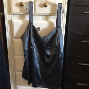 Dark Gray Satin Camisole Style Evening Top